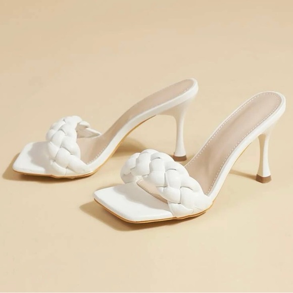 Shein - White Slip On Heels - Picture 2 of 3